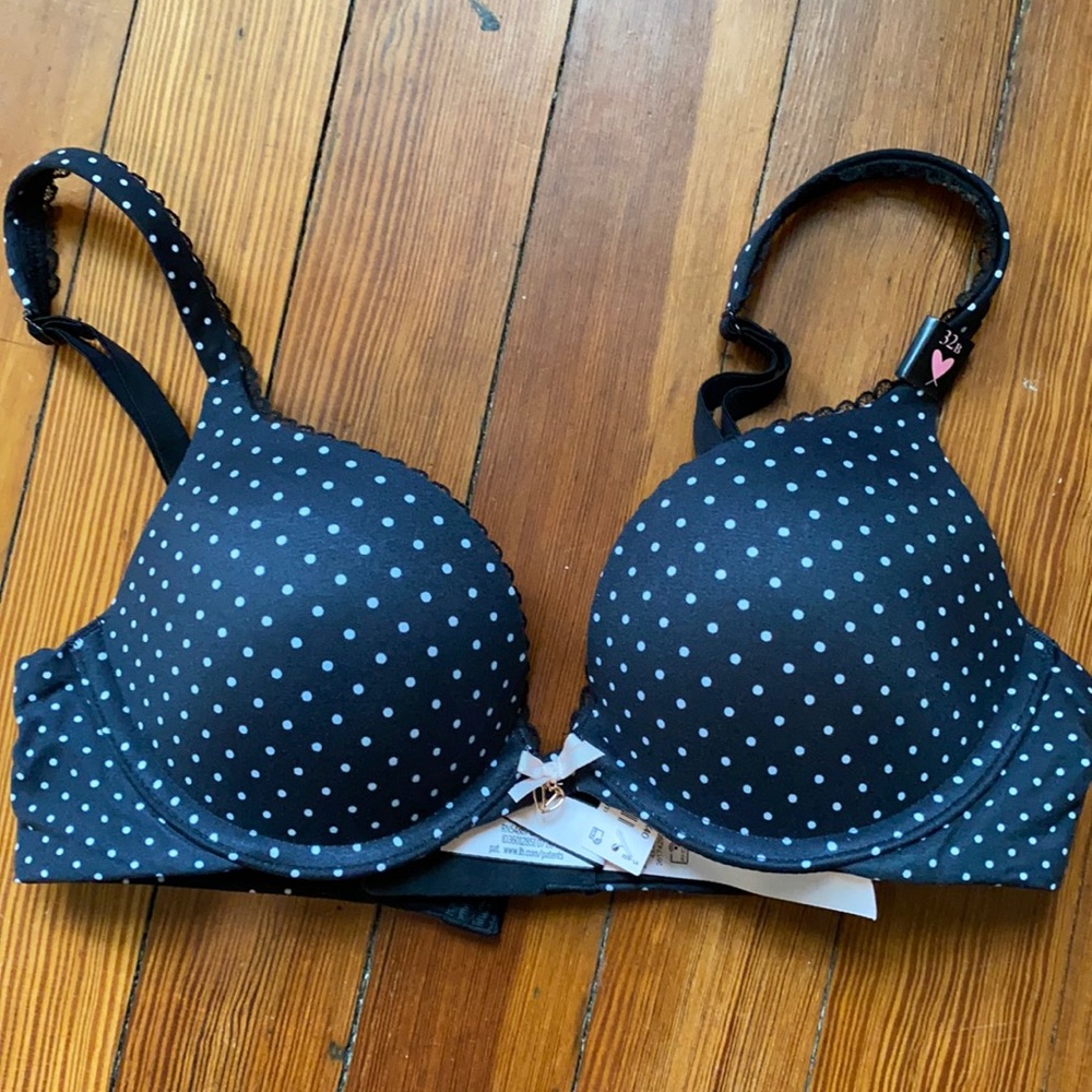 Black & white polka dot bra
